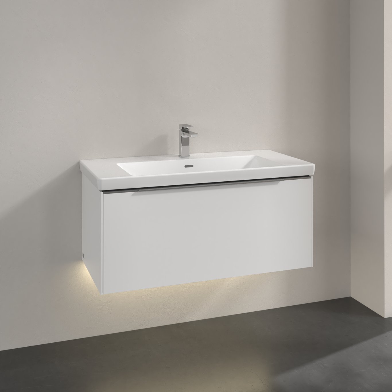 V&B SUBWAY 3.0 SERVANTSKAP 97X42 PURE WHITE M/LYS HÅNDTAK I KROM