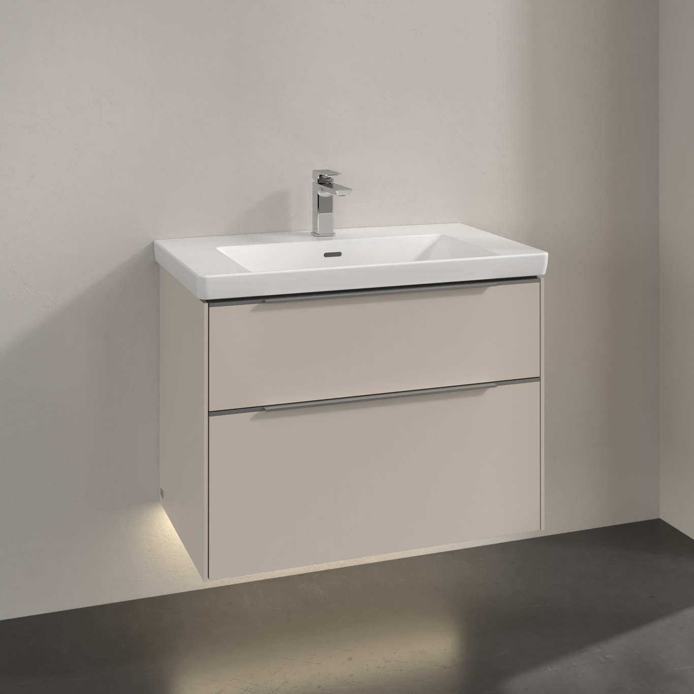 V&B SUBWAY 3.0 SERVANTSKAP 77X57 CASHMERE GREY M/LYS HÅNDTAK I KROM