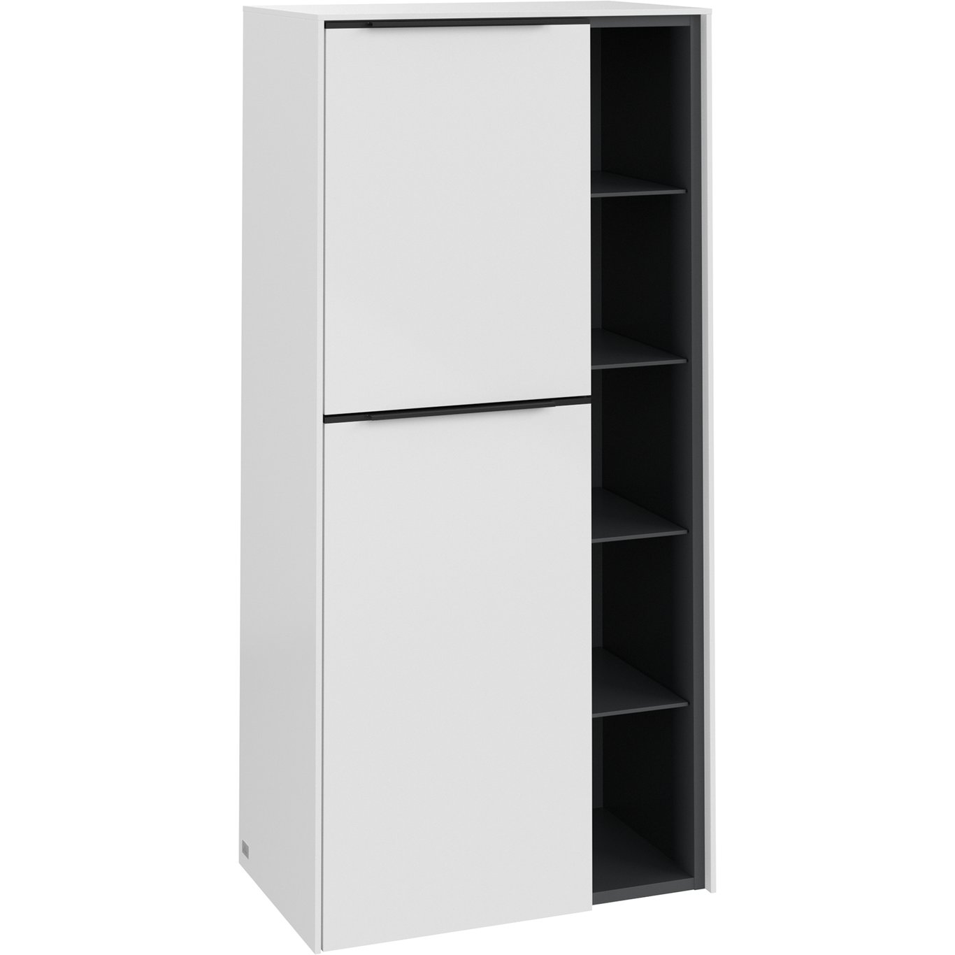 V&B SUBWAY 3.0 SIDESKAP 57X120 VENSTRE BRILLIANT WHITE HÅNDTAK I VOLCANO BLACK