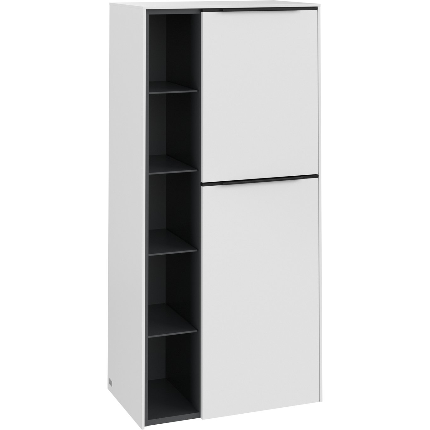 V&B SUBWAY 3.0 SIDESKAP 57X120 HØYRE PURE WHITE HÅNDTAK I VOLCANO BLACK