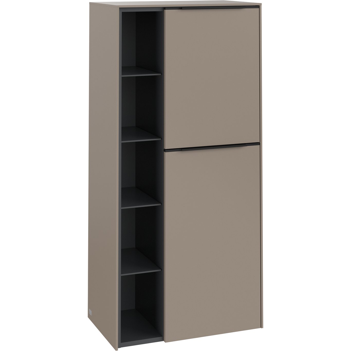 V&B SUBWAY 3.0 SIDESKAP 57X120 HØYRE TAUPE HÅNDTAK I VOLCANO BLACK