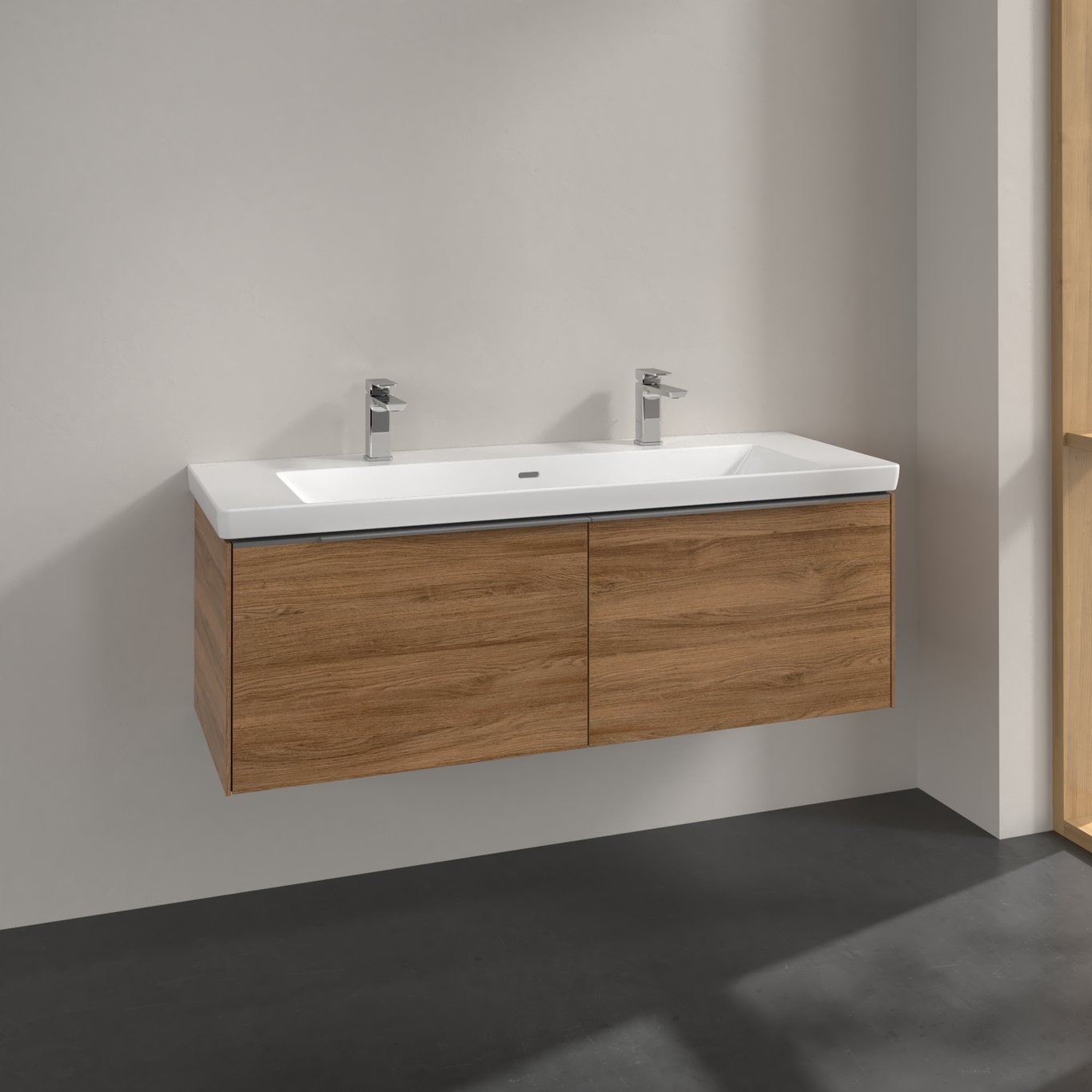 V&B SUBWAY 3.0 SERVANTSKAP 127X42 KANSAS OAK HÅNDTAK I KROM