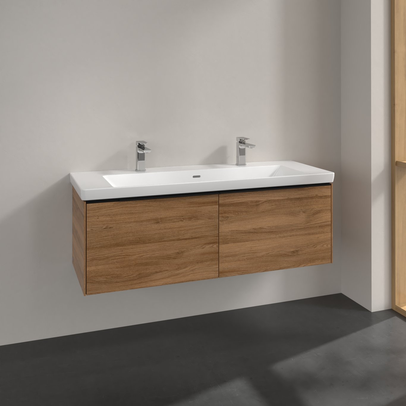 V&B SUBWAY 3.0 SERVANTSKAP 127X42 KANSAS OAK HÅNDTAK I VOLCANO BLACK