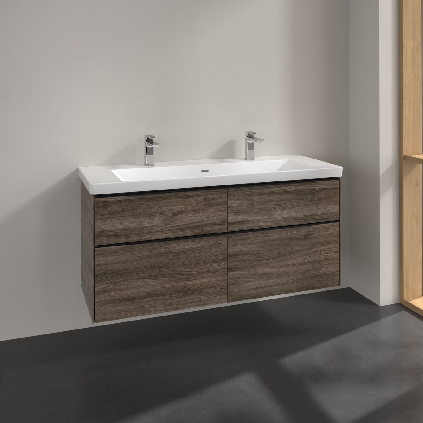 V&B SUBWAY 3.0 SERVANTSKAP 127X57 STONE OAK HÅNDTAK I VOLCANO BLACK