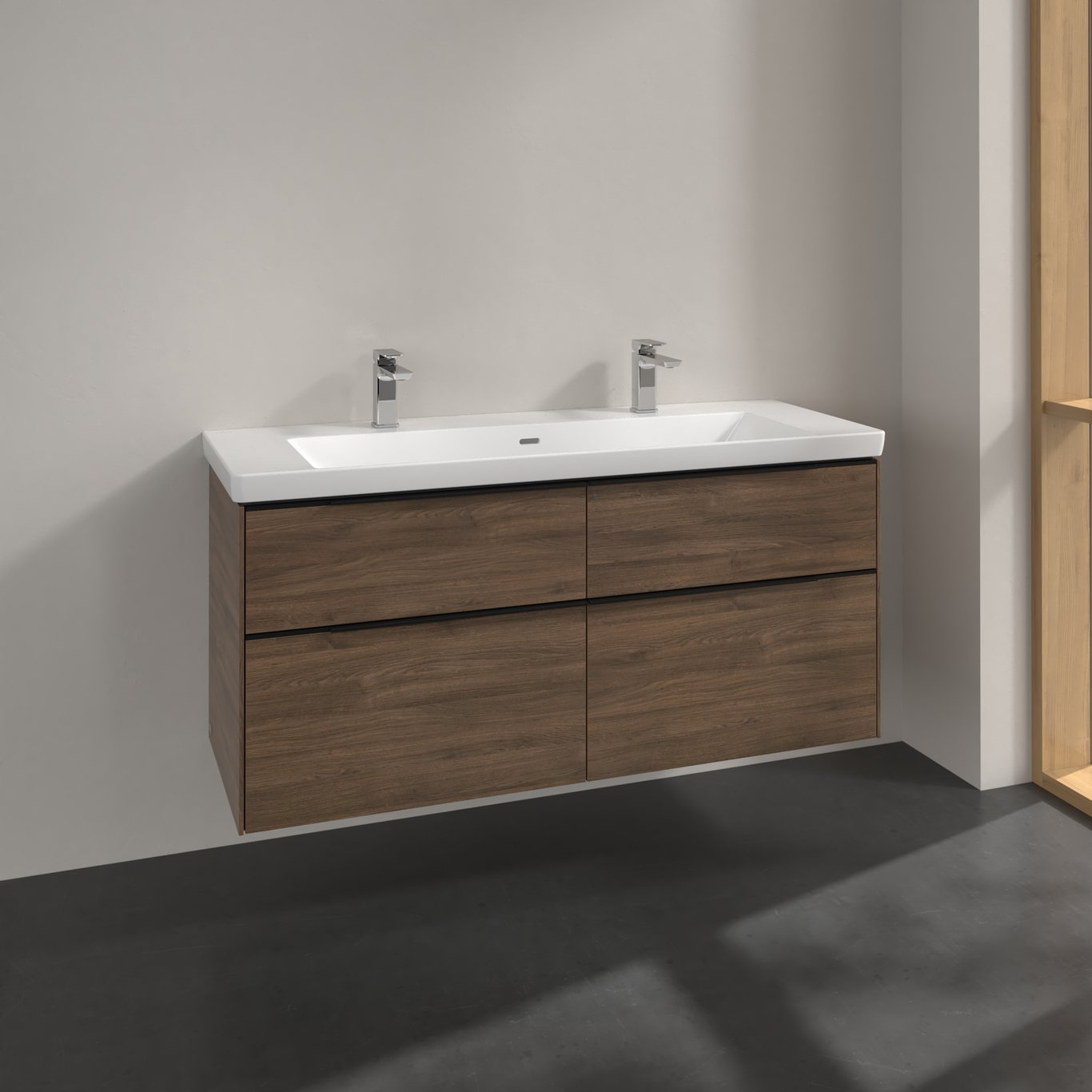 V&B SUBWAY 3.0 SERVANTSKAP 127X57 ARIZONA OAK HÅNDTAK I VOLCANO BLACK