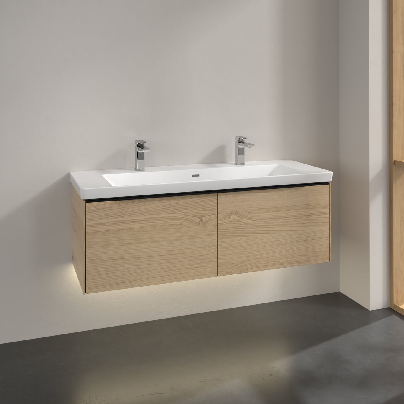 V&B SUBWAY 3.0 SERVANTSKAP 127X42 ARIZONA OAK M/LYS HÅNDTAK I VOLCANO BLACK