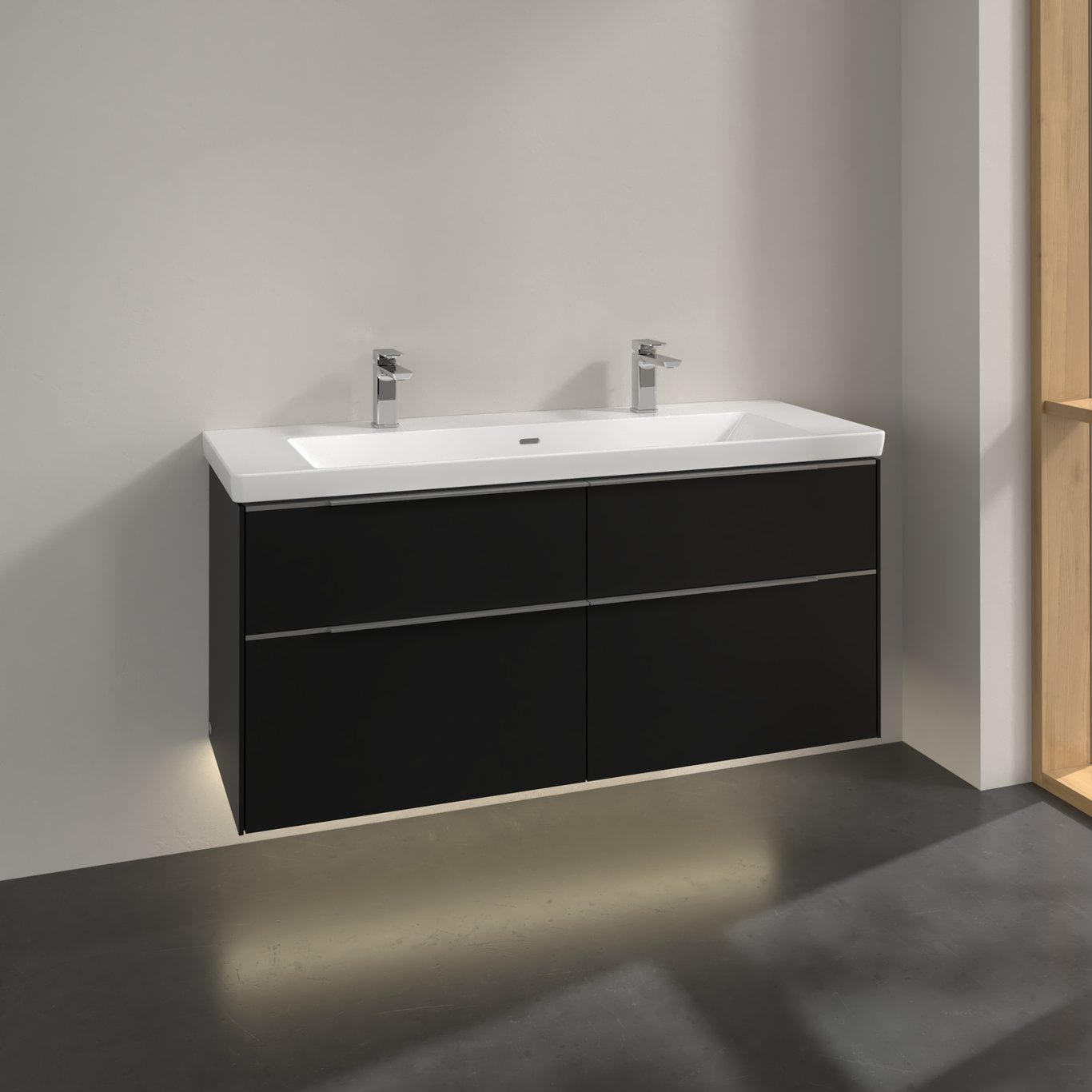 V&B SUBWAY 3.0 SERVANTSKAP 127X57 VOLCANO BLACK M/LYS HÅNDTAK I KROM