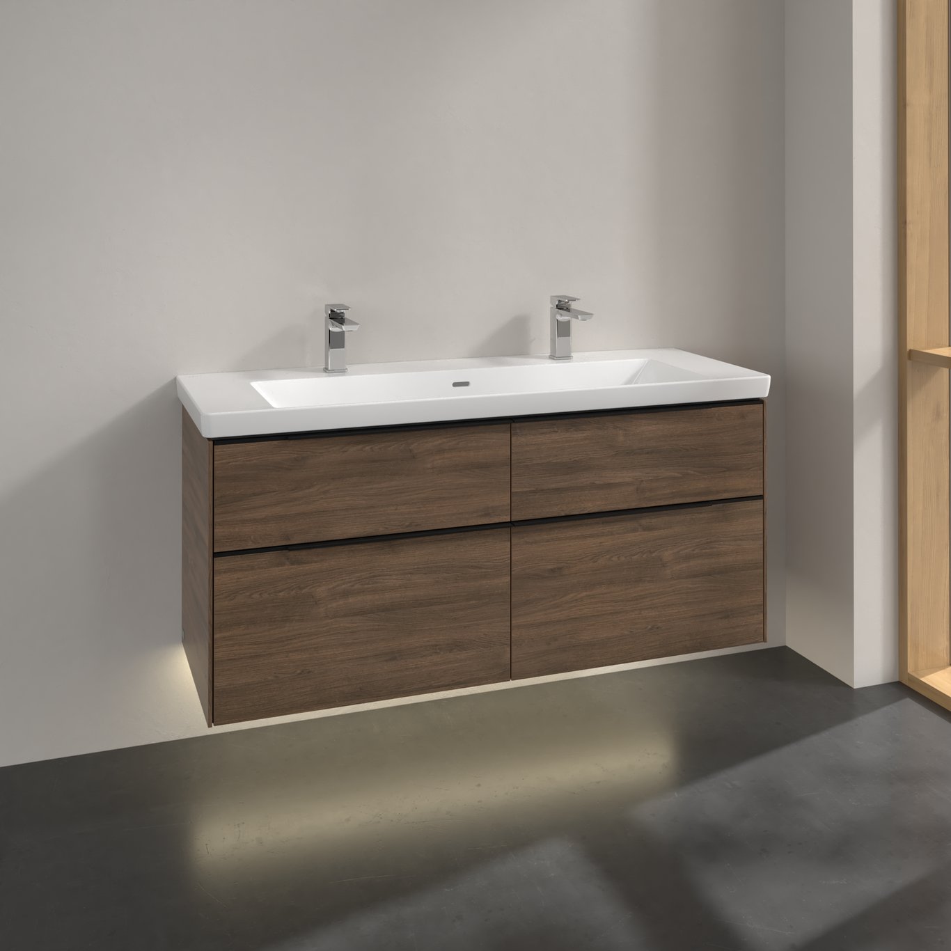 V&B SUBWAY 3.0 SERVANTSKAP 127X57 ARIZONA OAK M/LYS HÅNDTAK I VOLCANO BLACK