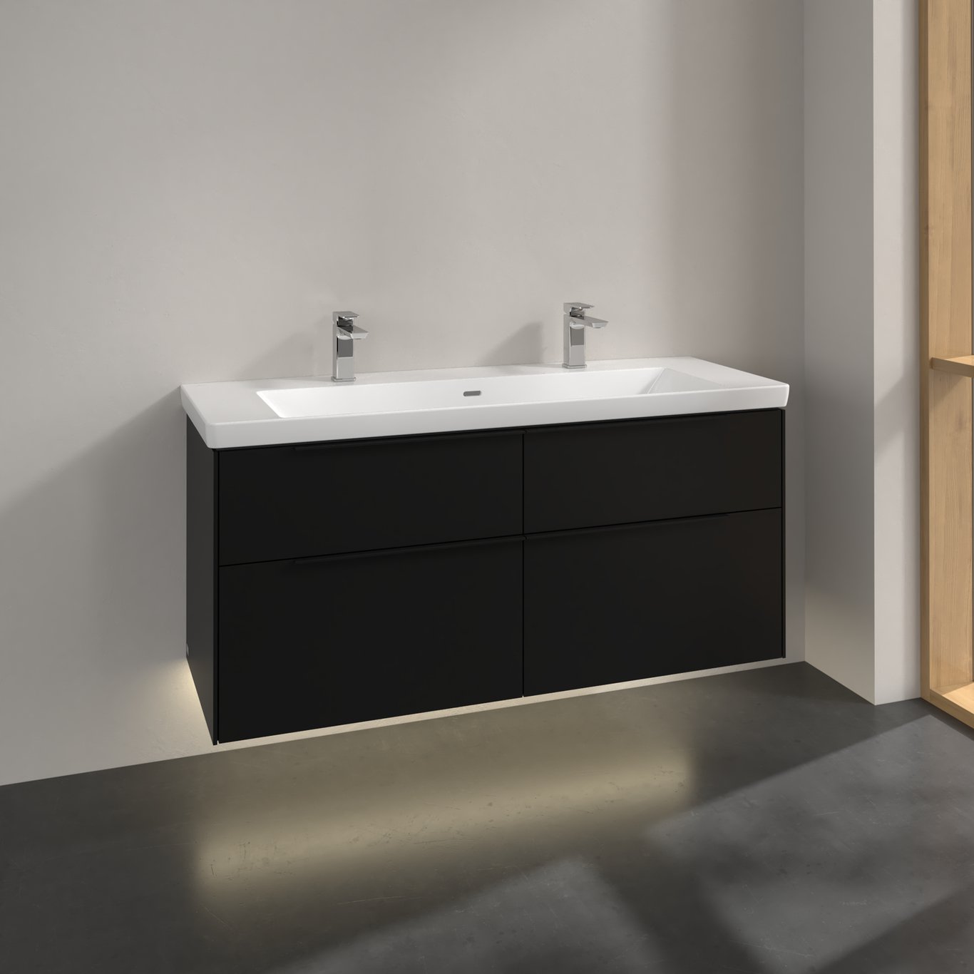 V&B SUBWAY 3.0 SERVANTSKAP 127X57 VOLCANO BLACK M/LYS HÅNDTAK I MØBELETS FARGE