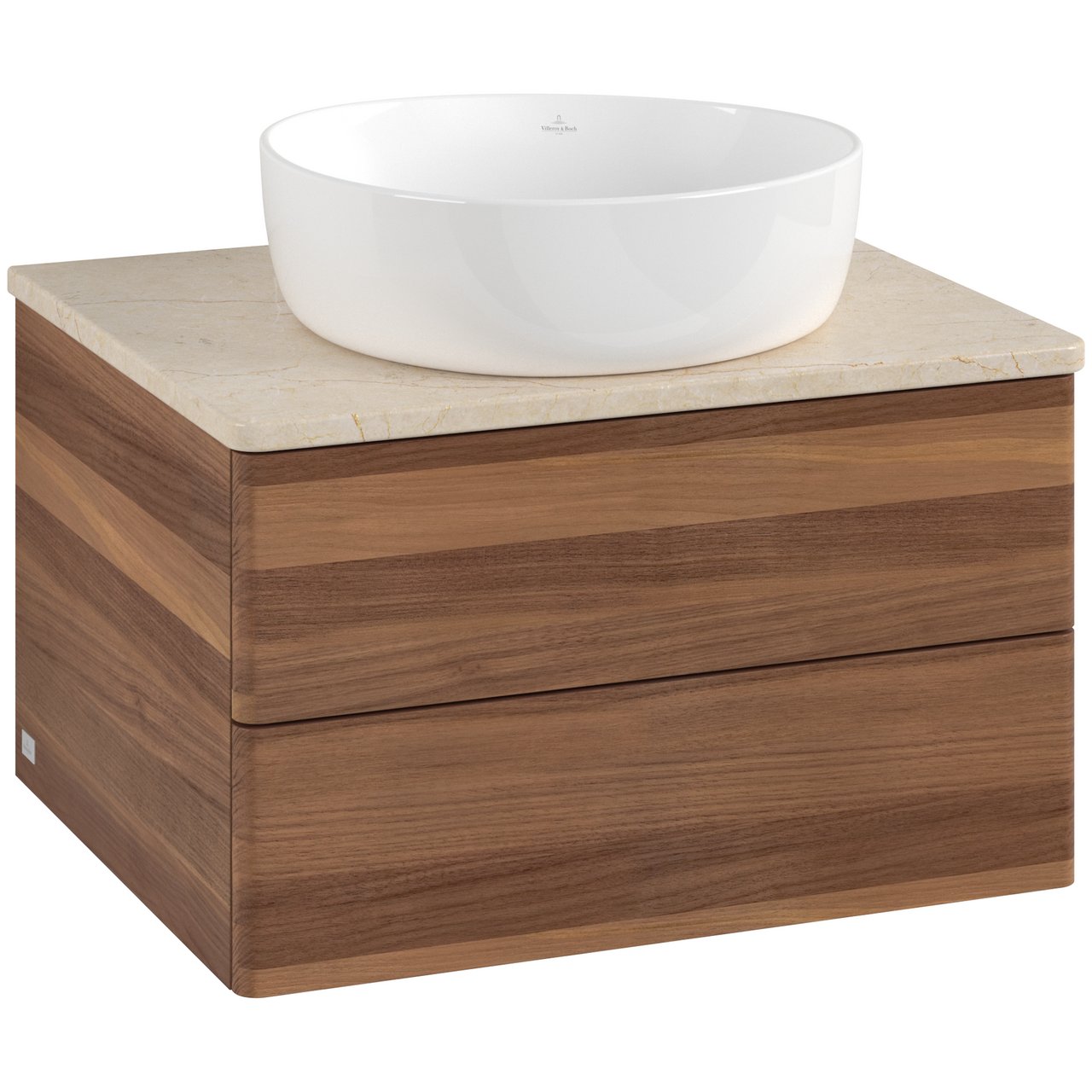V&B ANTAO SERVANTSKAP 2 SKUFFER GLATT 600X360X500 U/KRANHULL VALNØTT/CRÉME
