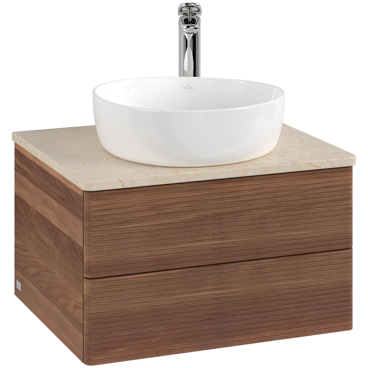 V&B ANTAO SERVANTSKAP 2 SKUFFER RILLET 600X360X500 M/KRANHULL VALNØTT/CRÉME V&B ANTAO SERVANTSKAP 2 SKUFFER RILLET 600X360X500 M/KRANHULL VALNØTT/CRÉME