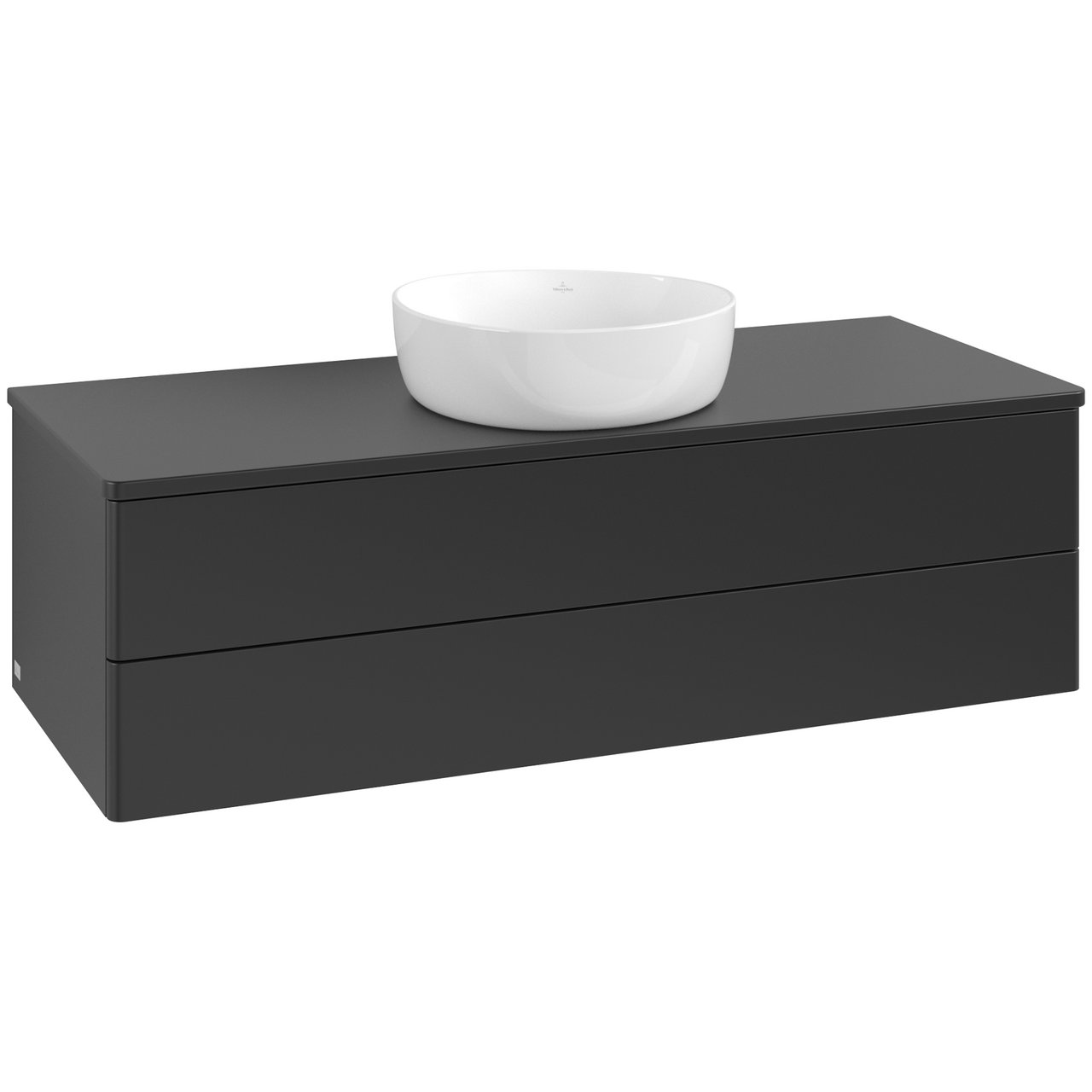 V&B ANTAO SERVANTSKAP 2 SKUFFER GLATT 1200X360X500 U/KRANHULL MATT SORT