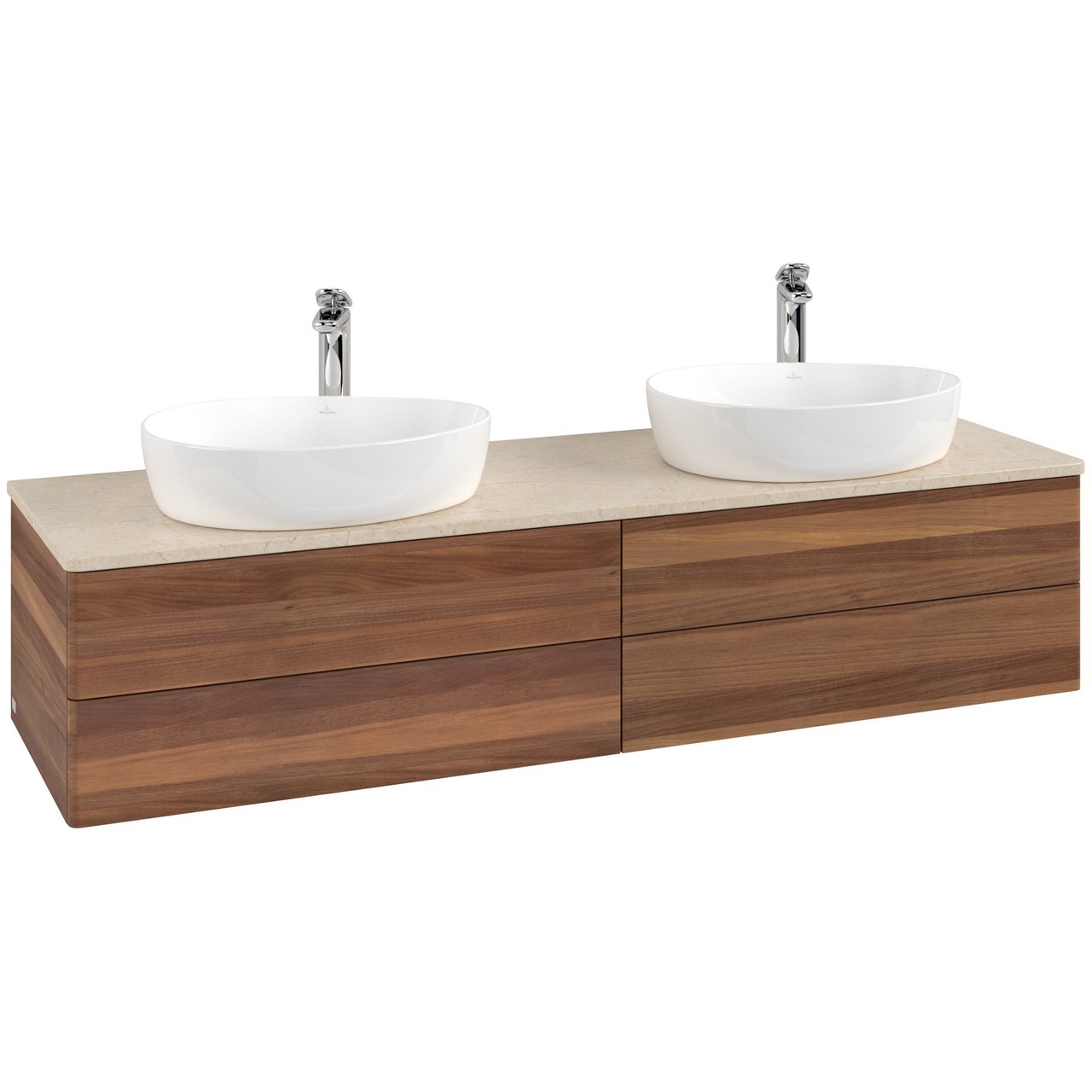 V&B ANTAO SERVANTSKAP 4 SKUFFER GLATT 1600X360X500 FOR 2 SERV. M/KRANHULL VALNØTT/CRÉME V&B ANTAO SERVANTSKAP 4 SKUFFER GLATT 1600X360X500 FOR 2 SERV. M/KRANHULL VALNØTT/CRÉME