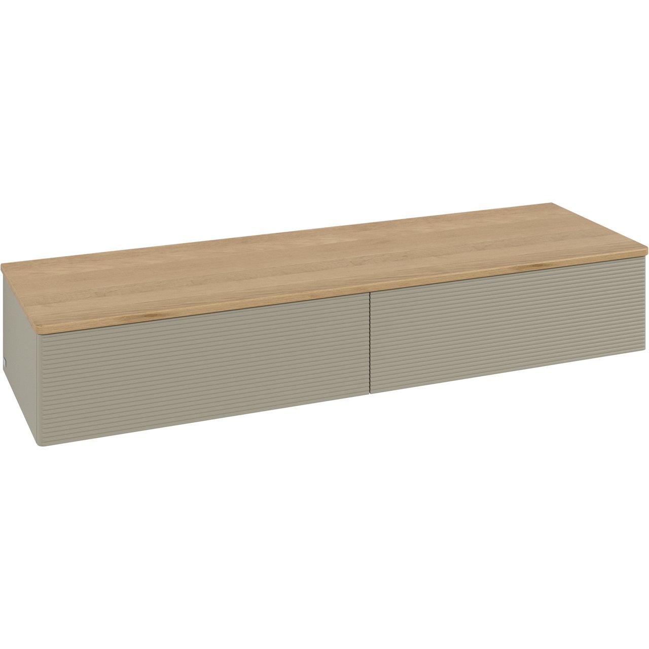 V&B ANTAO SIDESKAP 2 SKUFFER RILLET 1600X268X500 STENGRÅ/EIK
