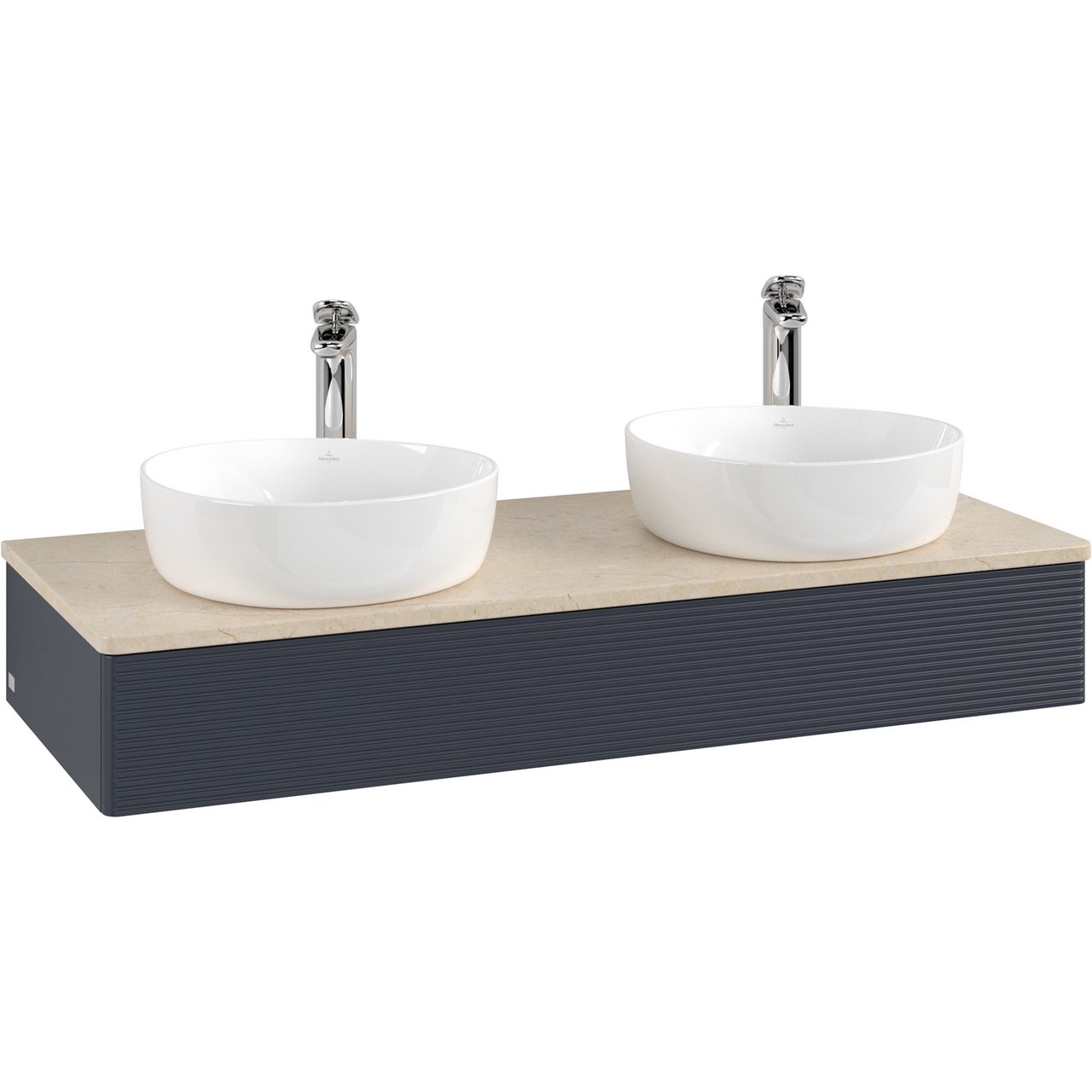 V&B ANTAO SERVANTSKAP 1 SKUFF RILLET 1200X190X500 FOR 2 SERV. M/KRANHULL M/LYS BLÅ/CRÉME