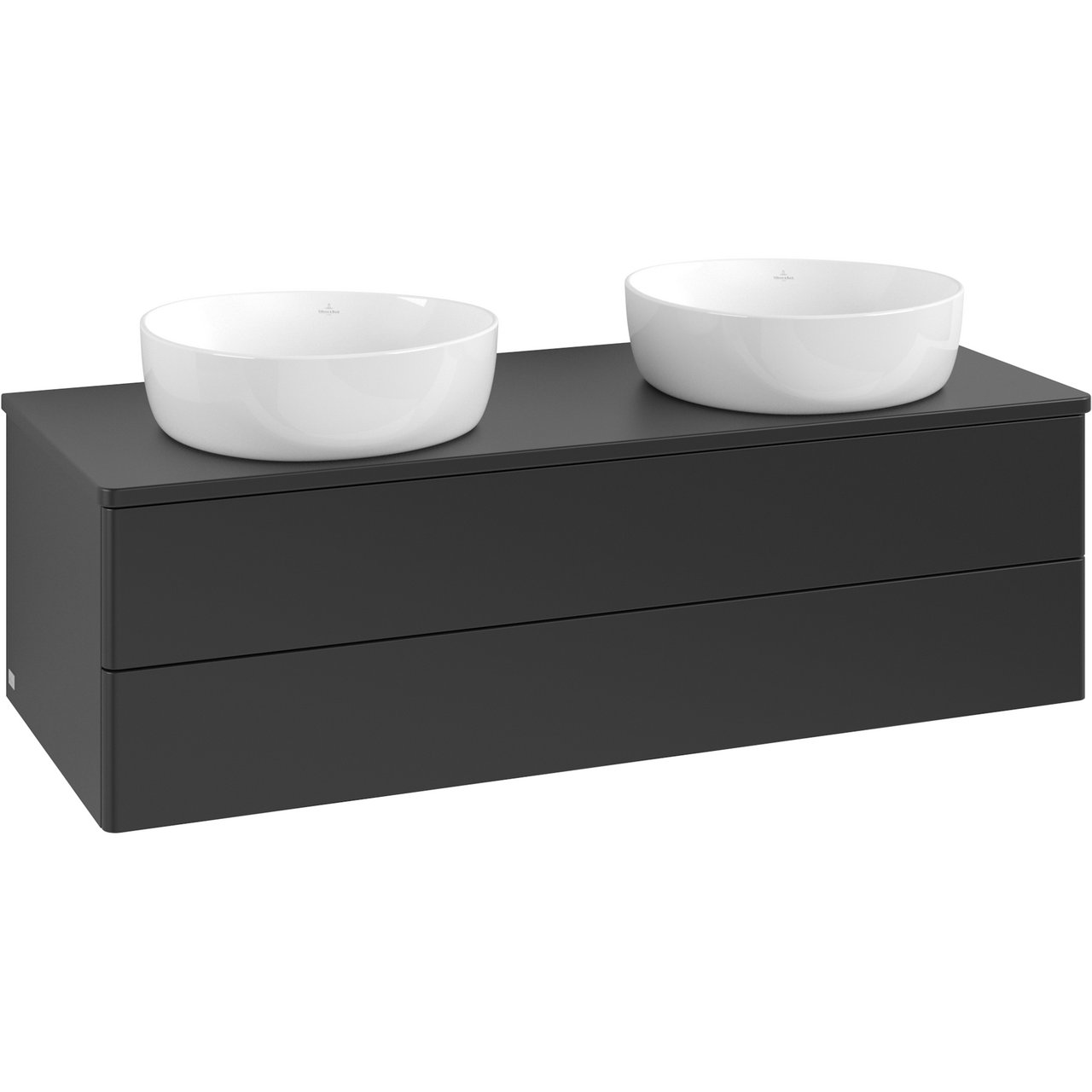 V&B ANTAO SERVANTSKAP 2 SKUFFER GLATT 1200X360X500 FOR 2 SERV. U/KRANHULL M/LYS MATT SORT V&B ANTAO SERVANTSKAP 2 SKUFFER GLATT 1200X360X500 FOR 2 SERV. U/KRANHULL M/LYS MATT SORT