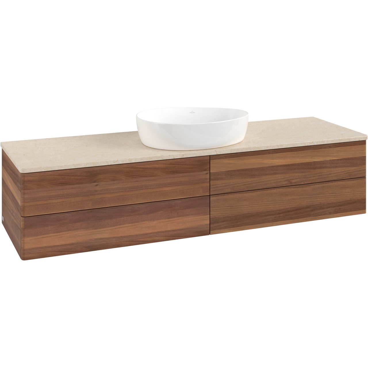 V&B ANTAO SERVANTSKAP 4 SKUFFER GLATT 1600X360X500 U/KRANHULL M/LYS VALNØTT/CRÉME V&B ANTAO SERVANTSKAP 4 SKUFFER GLATT 1600X360X500 U/KRANHULL M/LYS VALNØTT/CRÉME