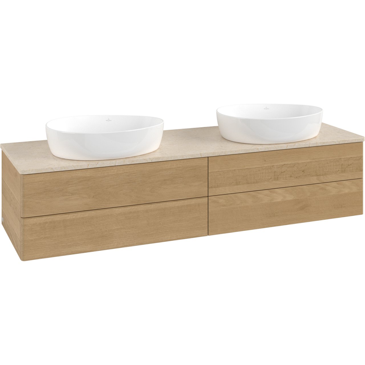 V&B ANTAO SERVANTSKAP 4 SKUFFER GLATT 1600X360X500 FOR 2 SERV. U/KRANHULL M/LYS EIK/CRÉME V&B ANTAO SERVANTSKAP 4 SKUFFER GLATT 1600X360X500 FOR 2 SERV. U/KRANHULL M/LYS EIK/CRÉME