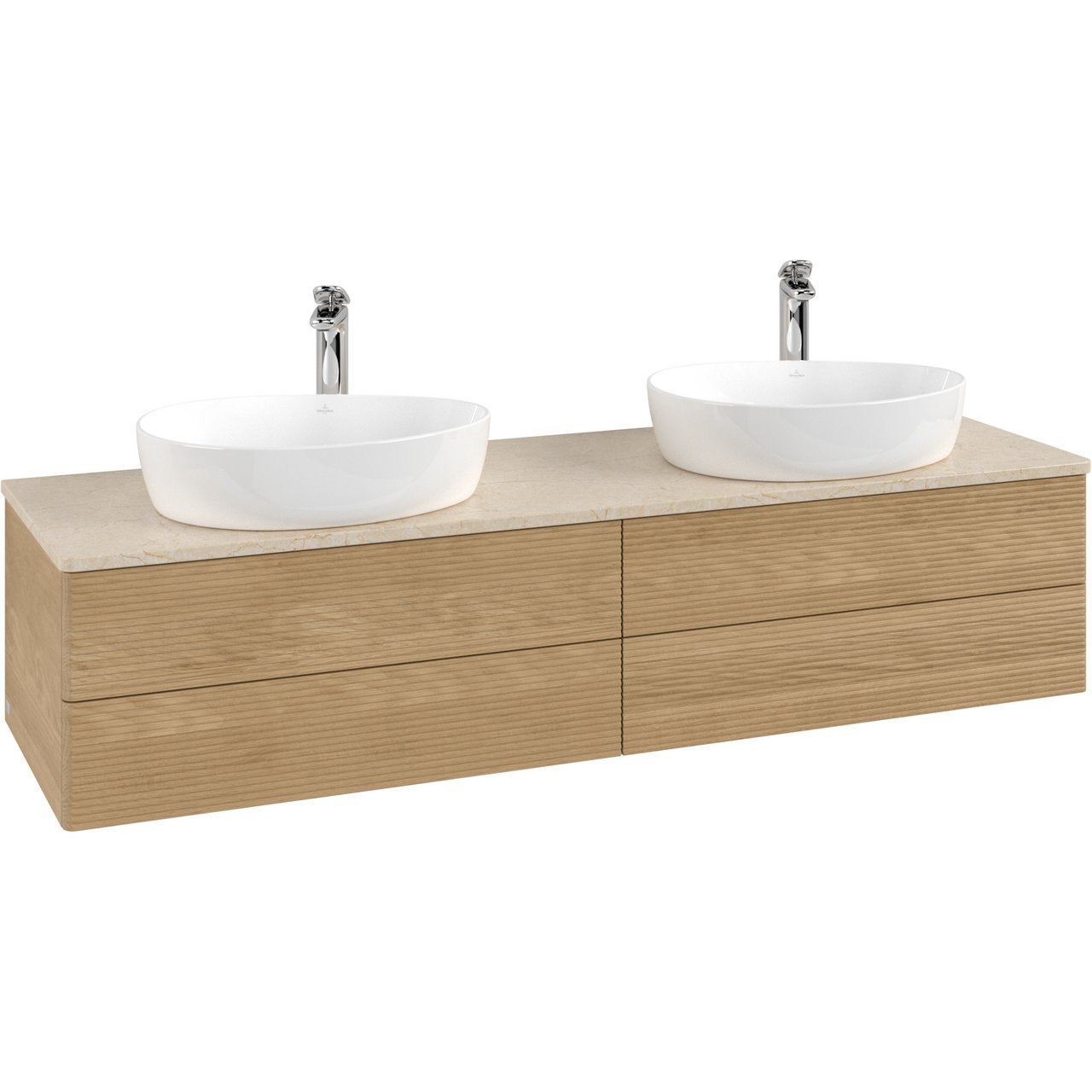 V&B ANTAO SERVANTSKAP 4 SKUFFER RILLET 1600X360X500 FOR 2 SERV. M/KRANHULL M/LYS EIK/CRÉME V&B ANTAO SERVANTSKAP 4 SKUFFER RILLET 1600X360X500 FOR 2 SERV. M/KRANHULL M/LYS EIK/CRÉME