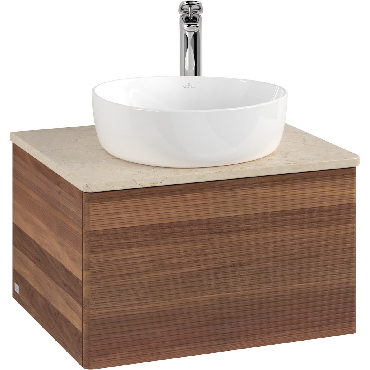 V&B ANTAO SERVANTSKAP 1 SKUFF RILLET 600X360X500 M/KRANHULL M/LYS VALNØTT/CRÉME V&B ANTAO SERVANTSKAP 1 SKUFF RILLET 600X360X500 M/KRANHULL M/LYS VALNØTT/CRÉME