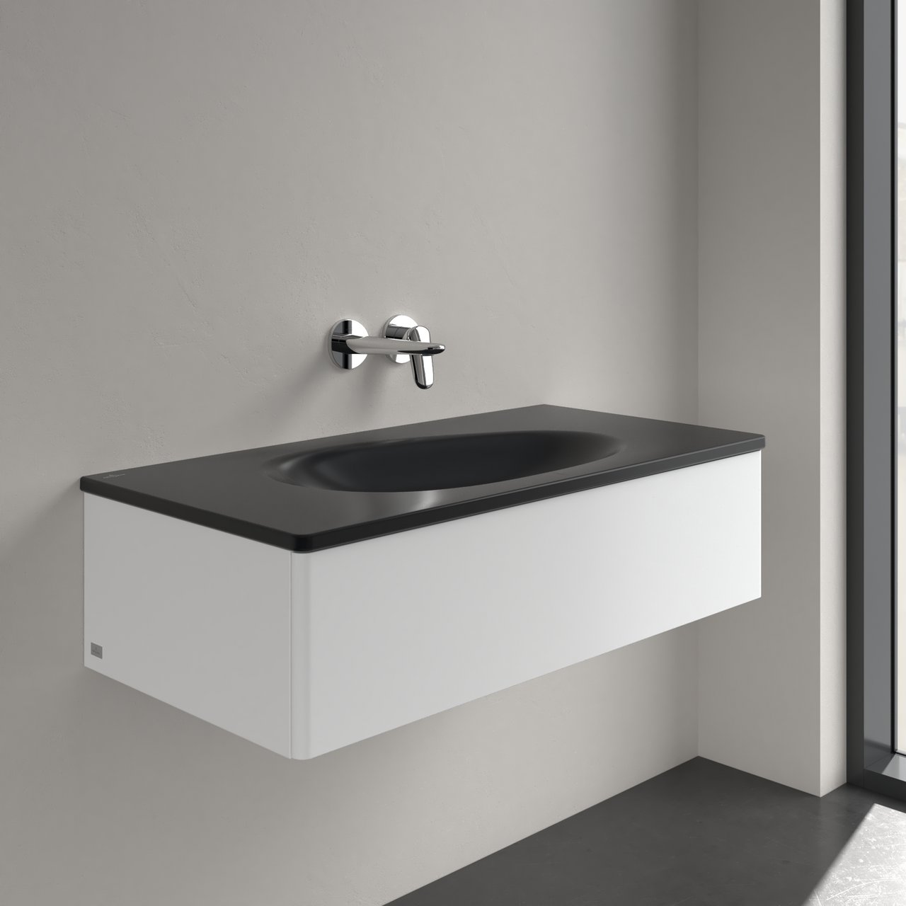 V&B ANTAO SERVANT C+ 100X50 U/OVERLØP PURE BLACK