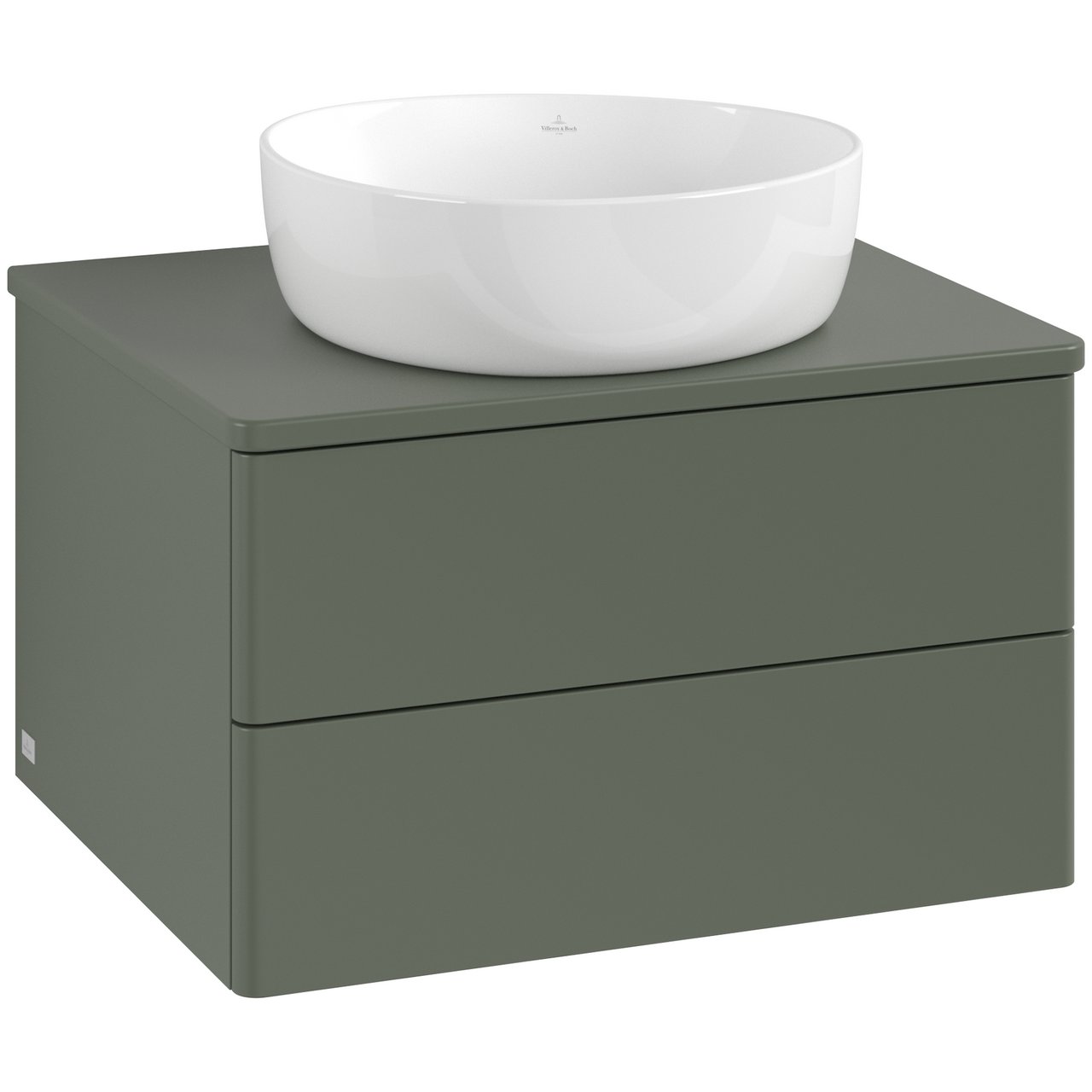 V&B ANTAO SERVANTSKAP 2 SKUFFER GLATT 600X360X500 M/KRANHULL GRØNN V&B ANTAO SERVANTSKAP 2 SKUFFER GLATT 600X360X500 M/KRANHULL GRØNN