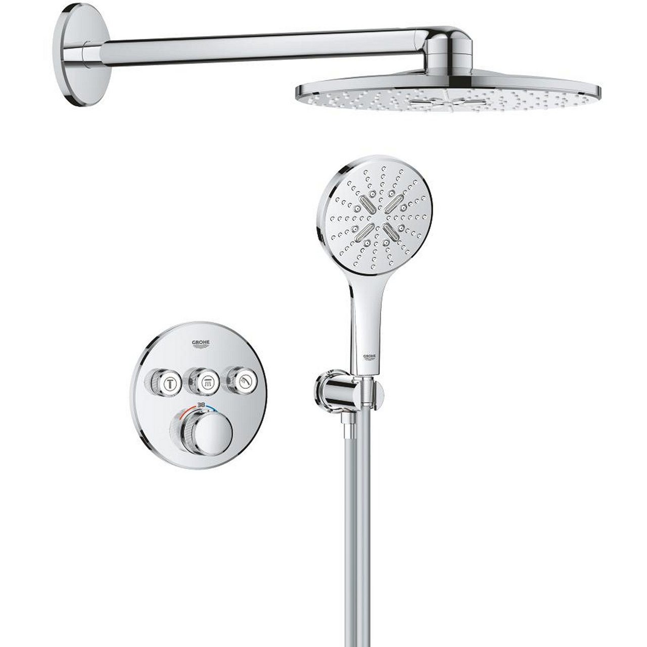 GROHE GROHTHERM SMARTCONTROL DUSJSETT FOR INNBYGGING ROUND KROM GROHE GROHTHERM SMARTCONTROL DUSJSETT FOR INNBYGGING ROUND KROM