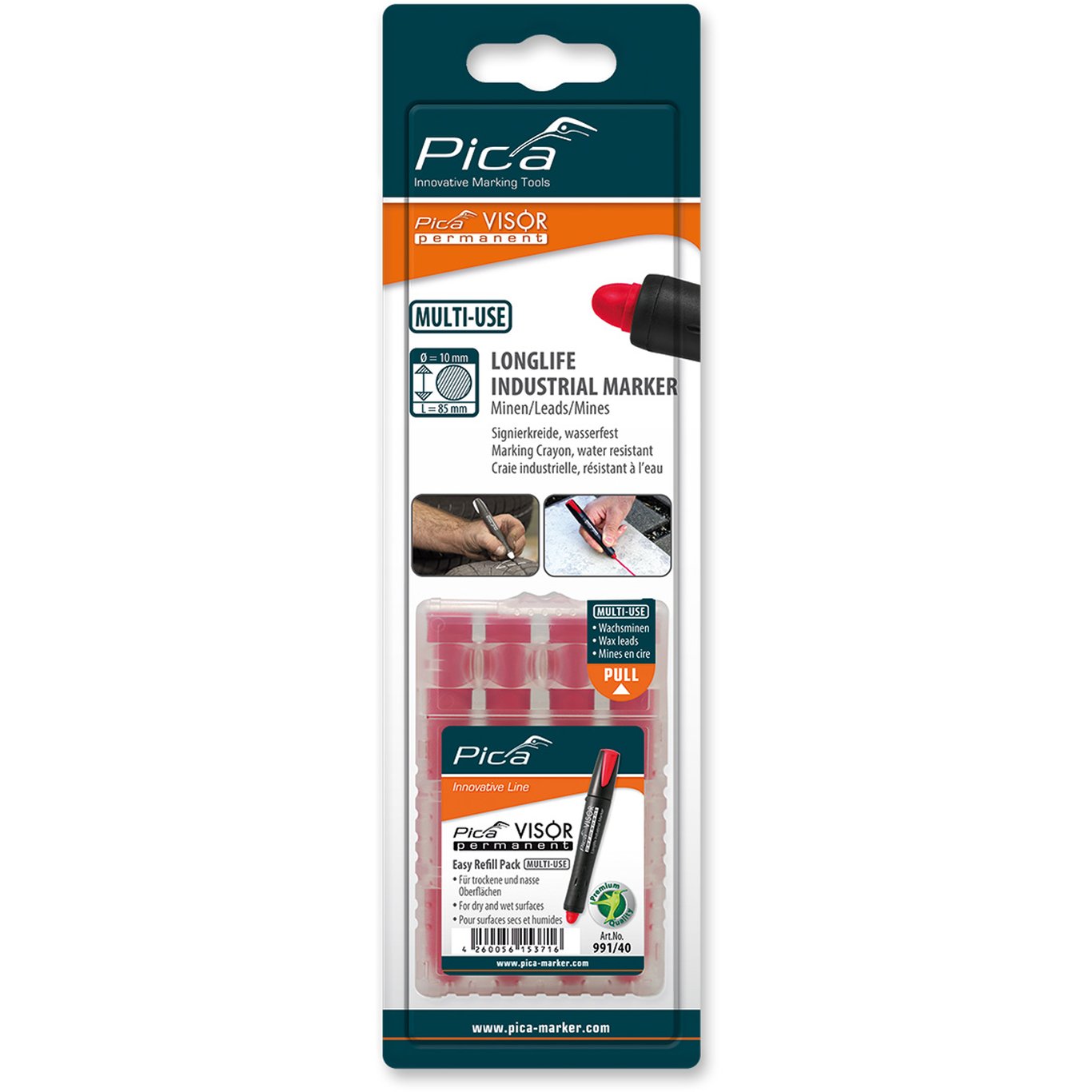 PICA VISOR REFILL OLJEKRITTSTIFT VANNFAST, RØD PICA VISOR REFILL OLJEKRITTSTIFT VANNFAST, RØD