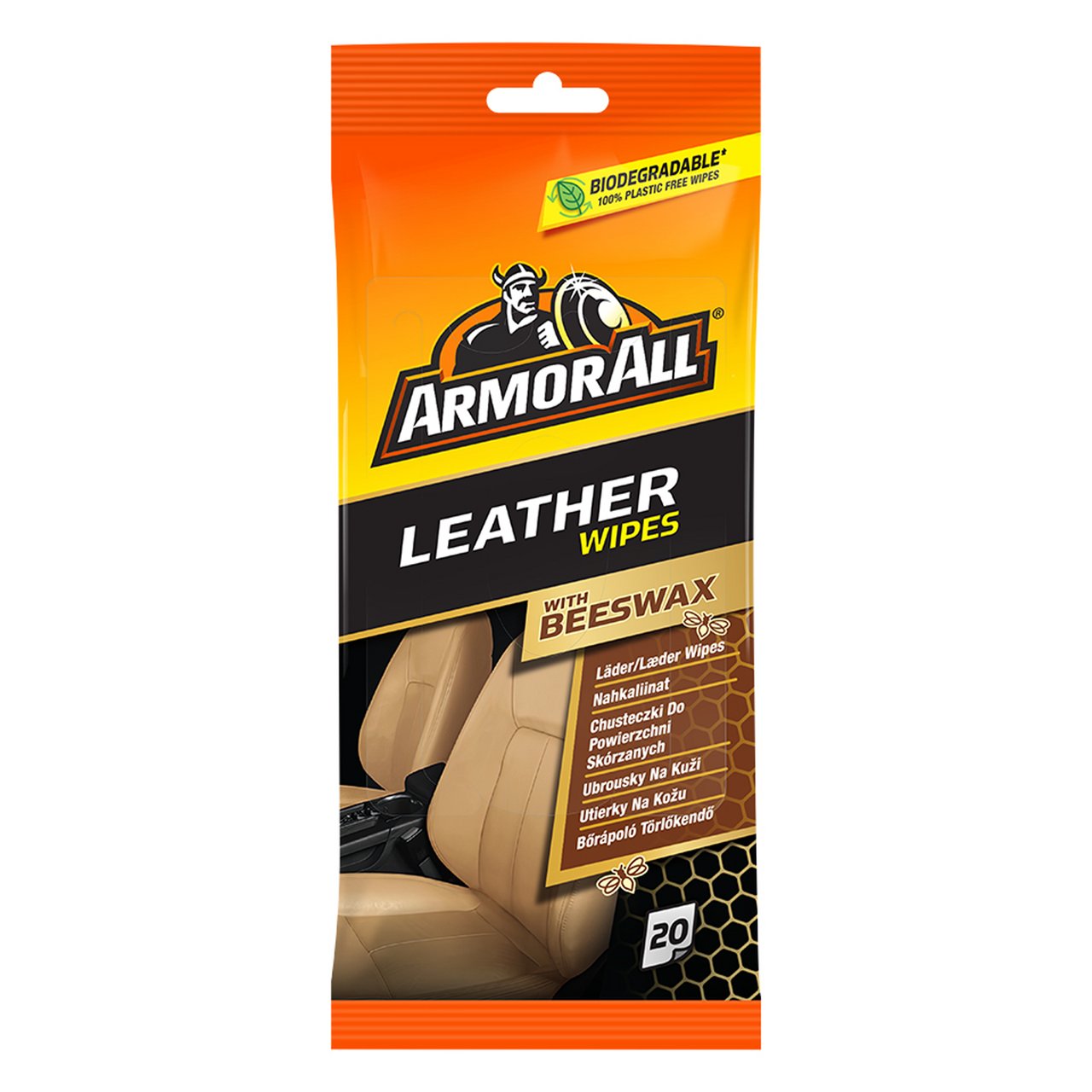 ARMOR ALL LEATHER WIPES, FLATPK. 20 STK.