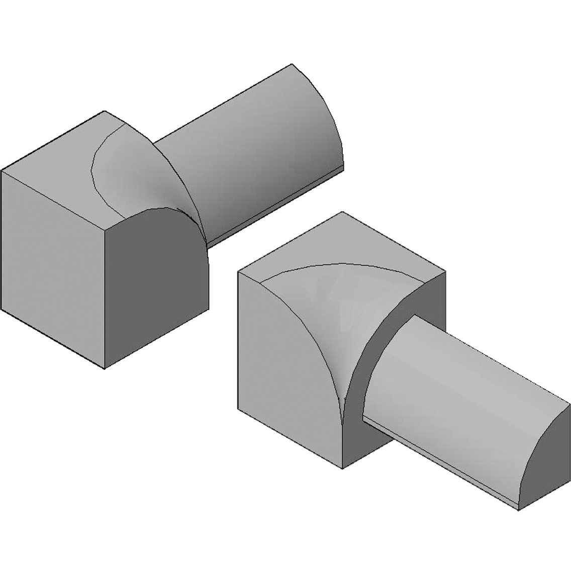 GENESIS INNVENDIGE HJØRNESTYKKER 8 MM 4PK. BLANK ALU BUET