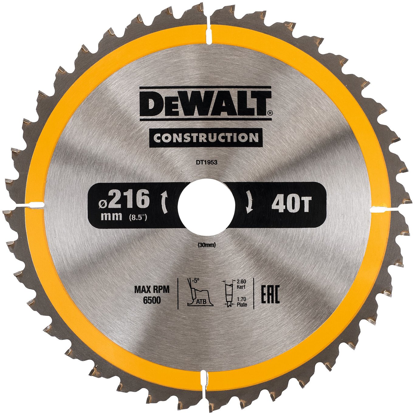DEWALT SIRKELSAGBLAD Ø216X30MM 40T DEWALT SIRKELSAGBLAD Ø216X30MM 40T