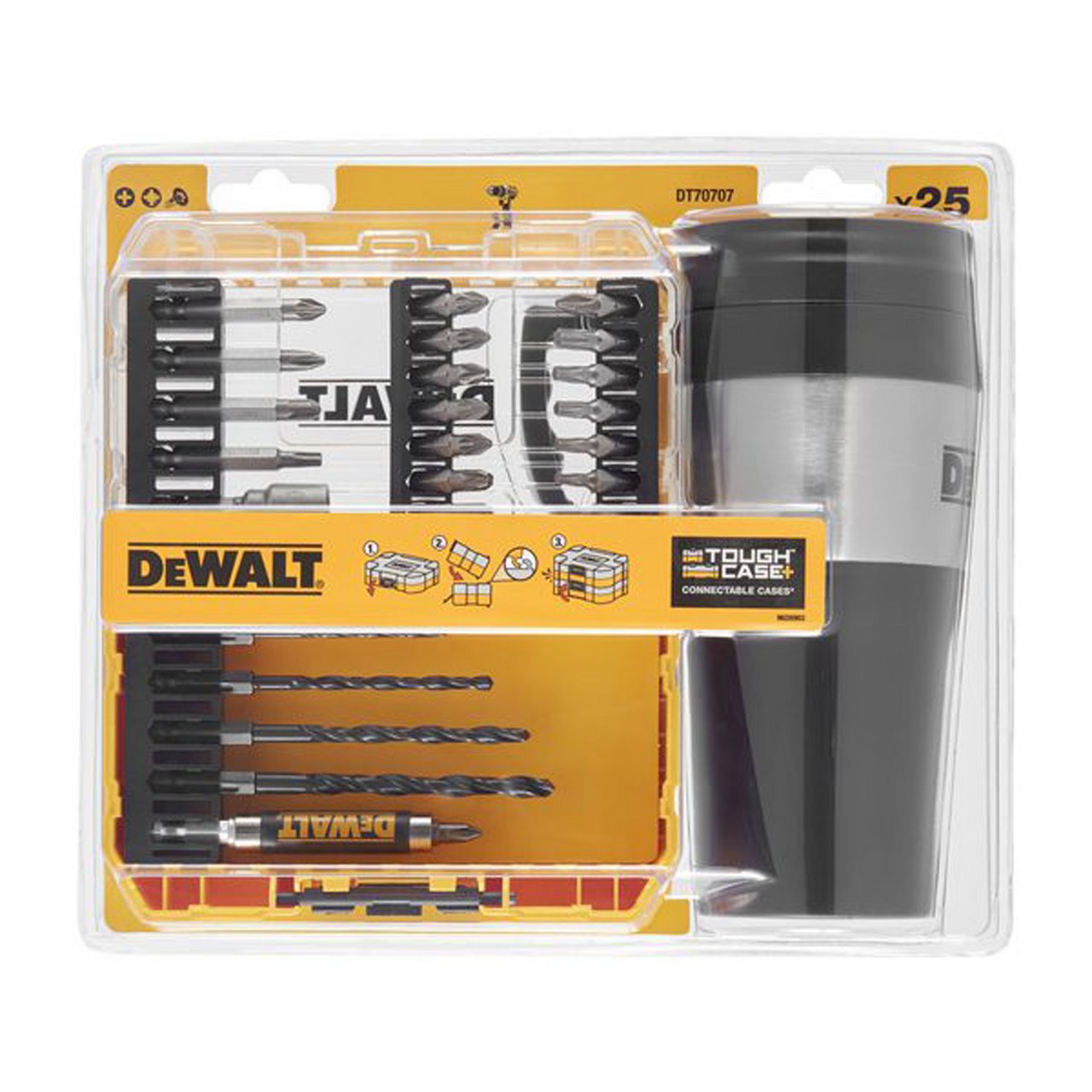 DEWALT BOR-BITSSETT 25 DELER +TERMOKOPP DEWALT BOR-BITSSETT 25 DELER +TERMOKOPP