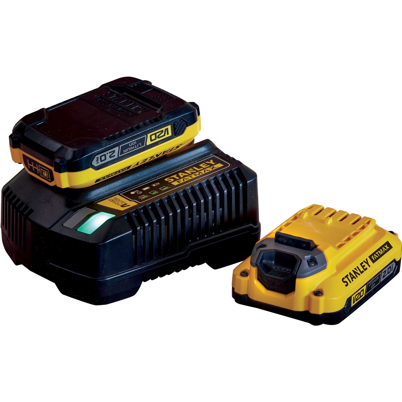 STANLEY FATMAX LADER OG BATTERI 18V 2X2,0AH STANLEY FATMAX LADER OG BATTERI 18V 2X2,0AH