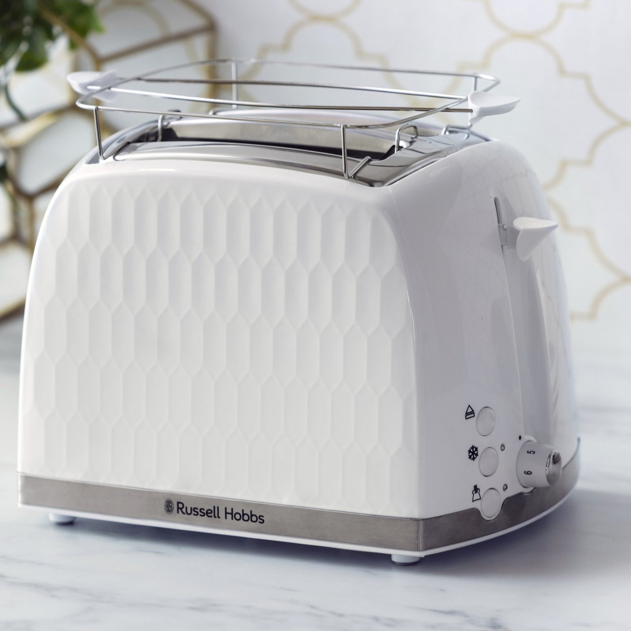 RUSSELL HOBBS BRØDRISTER HONEYCOMB, HVIT RUSSELL HOBBS BRØDRISTER HONEYCOMB, HVIT