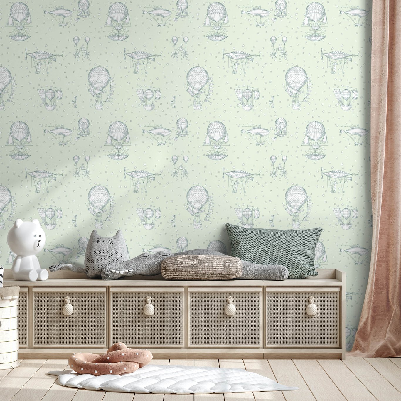 JACK N ROSE VINYLTAPET MØNSTRET GRØNN 10,05X0,53 M JACK N ROSE VINYLTAPET MØNSTRET GRØNN 10,05X0,53 M