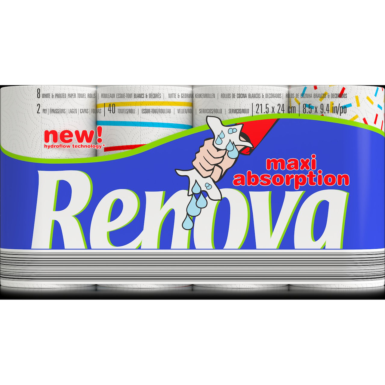RENOVA MAXI ABSORPTION TØRKERULL 8 RULLER RENOVA MAXI ABSORPTION TØRKERULL 8 RULLER