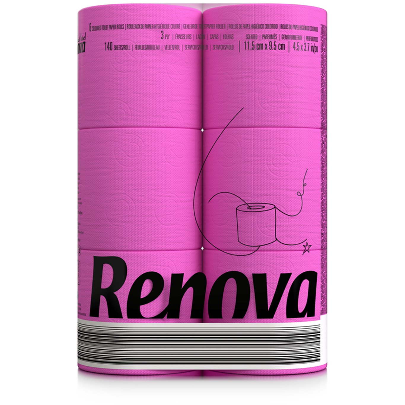 RENOVA TOALETTPAPIR 6 STK. 3-LAGS, ROSA RENOVA TOALETTPAPIR 6 STK. 3-LAGS, ROSA