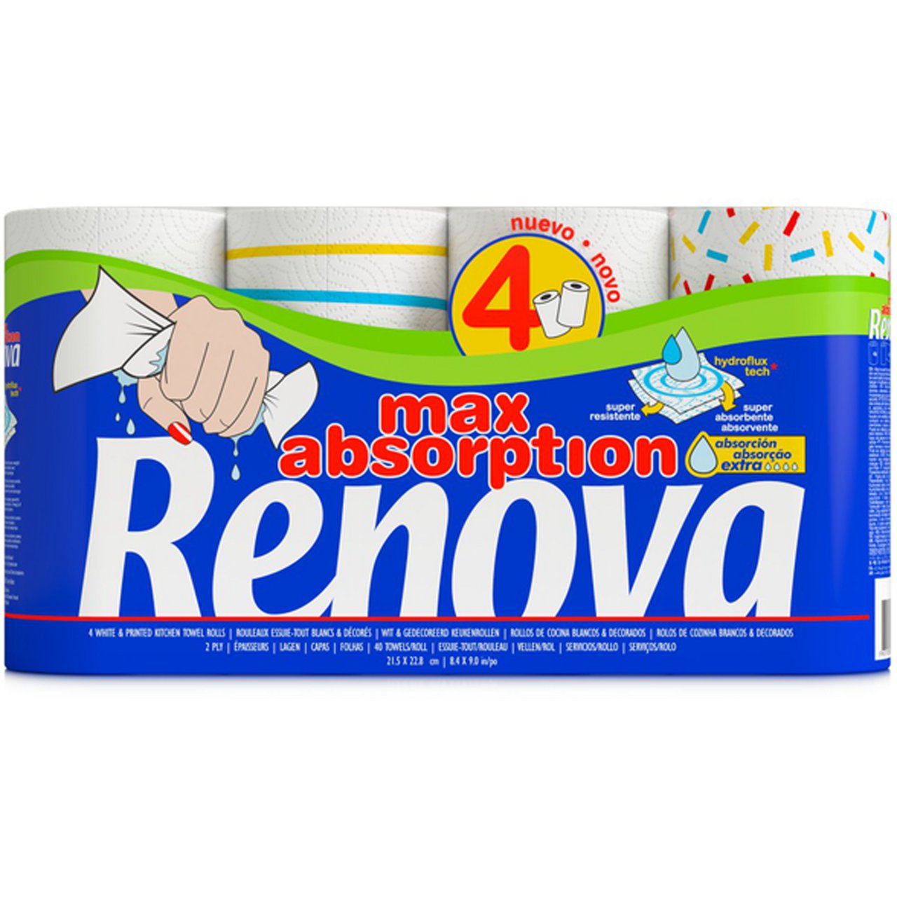 RENOVA MAXI ABSORPTION TØRKERULL 4 RULLER