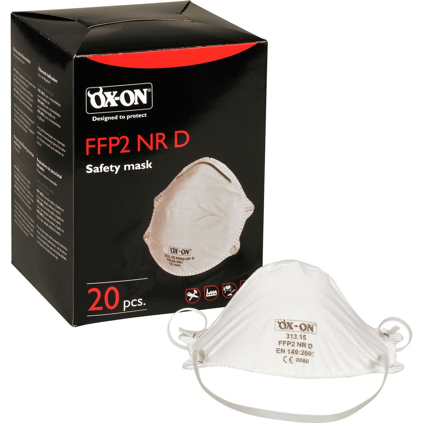 OX-ON STØVMASKE FFP2NR D (20ST/ASK) OX-ON STØVMASKE FFP2NR D (20ST/ASK)