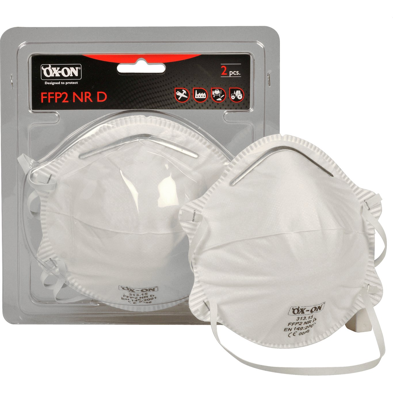OX-ON STØVMASKE FFP2NR D (2ST/ASK) OX-ON STØVMASKE FFP2NR D (2ST/ASK)