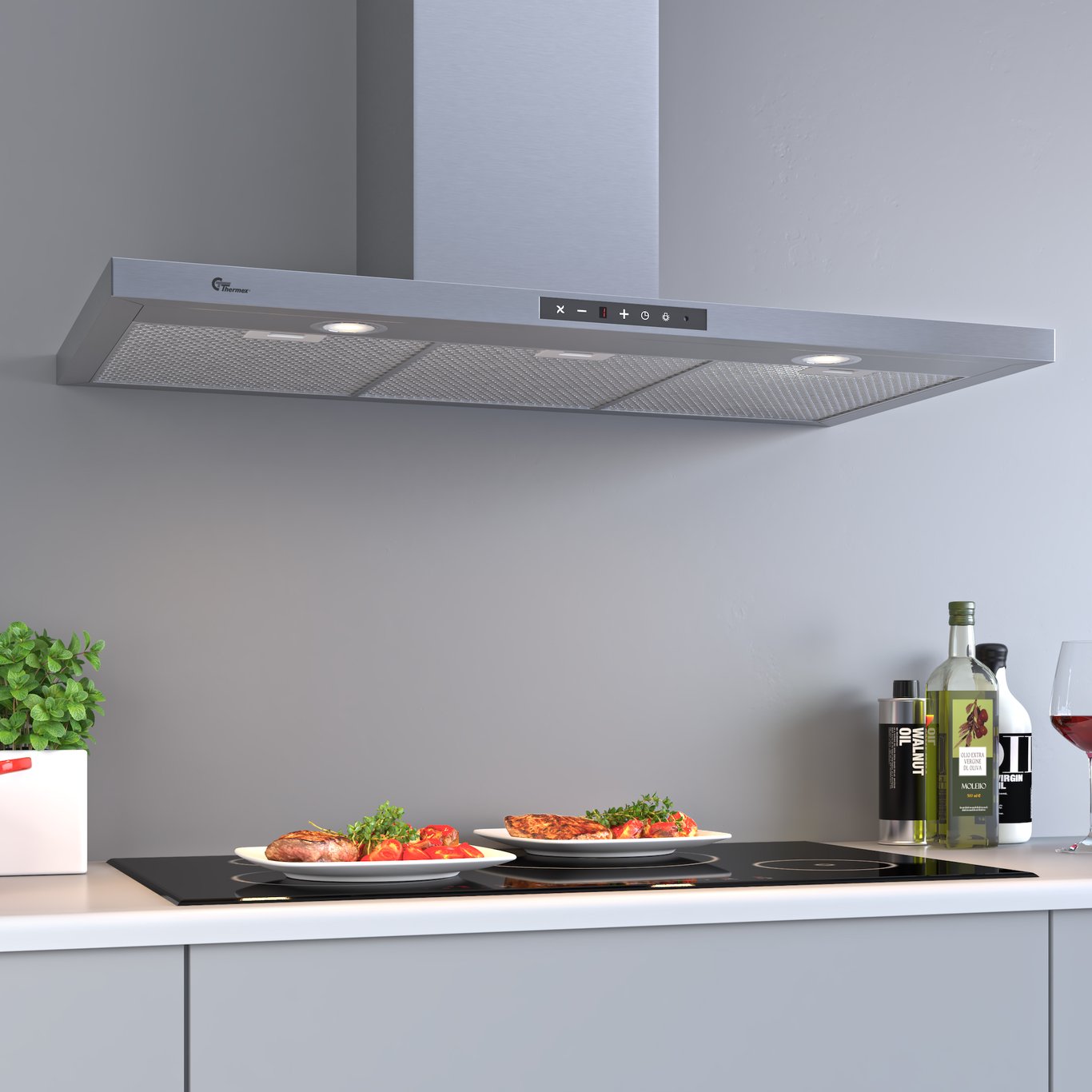 THERMEX CARDIFF KJØKKENHETTE VEGGHENGT U/MOTOR 60CM THERMEX CARDIFF KJØKKENHETTE VEGGHENGT U/MOTOR 60CM