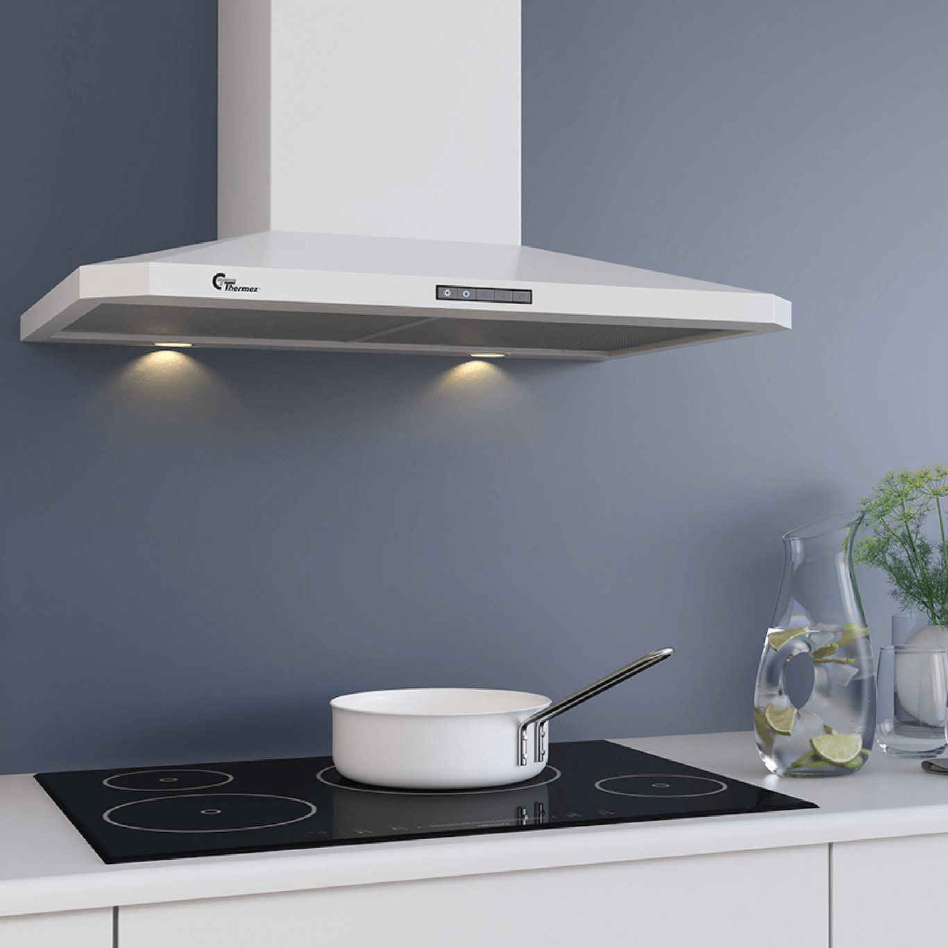 THERMEX DECOR 787 KJØKKENHETTE 70CM HVIT U/MOTOR