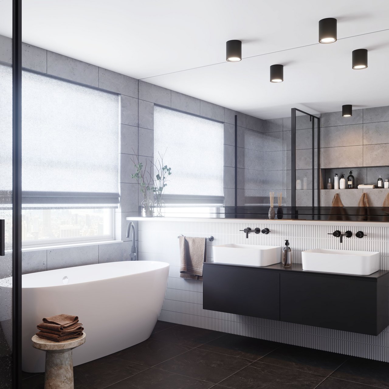 NORDLUX LANDON LONG BADEROMSLAMPE LED 3-STEP SORT NORDLUX LANDON LONG BADEROMSLAMPE LED 3-STEP SORT