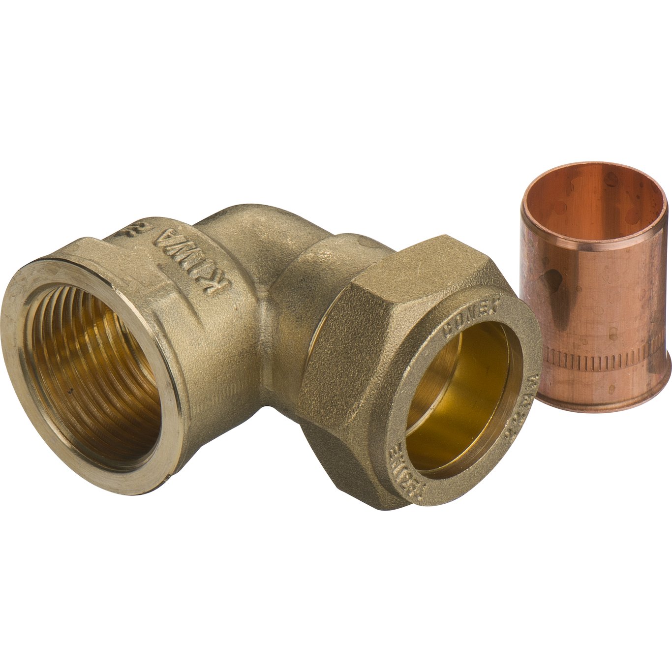 FIX-PRO VINKEL M/MUFFE 22MM X 3/4" TIL KOBBERRØR FIX-PRO VINKEL M/MUFFE 22MM X 3/4" TIL KOBBERRØR