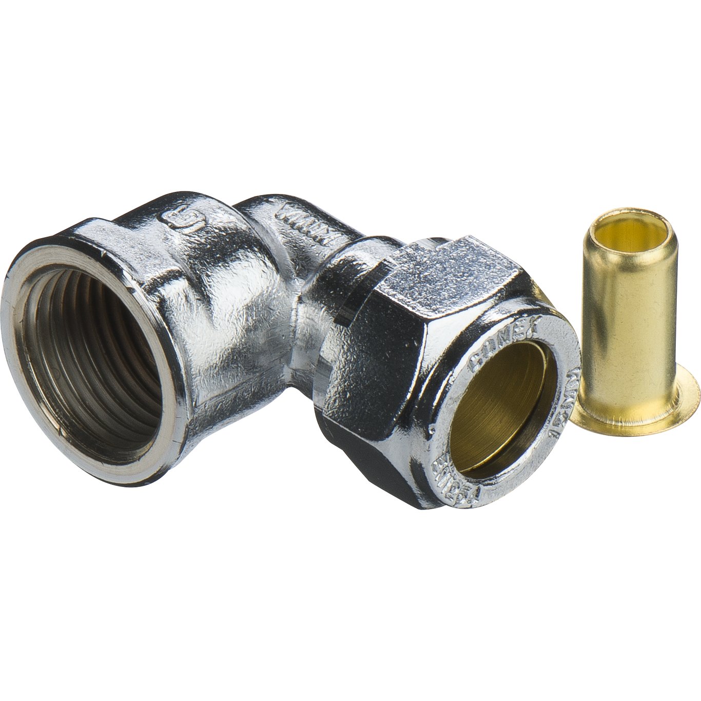 FIX-PRO VINKEL M/MUFFE 15MM X 1/2" TIL PEX-RØR FORKROMMET FIX-PRO VINKEL M/MUFFE 15MM X 1/2" TIL PEX-RØR FORKROMMET