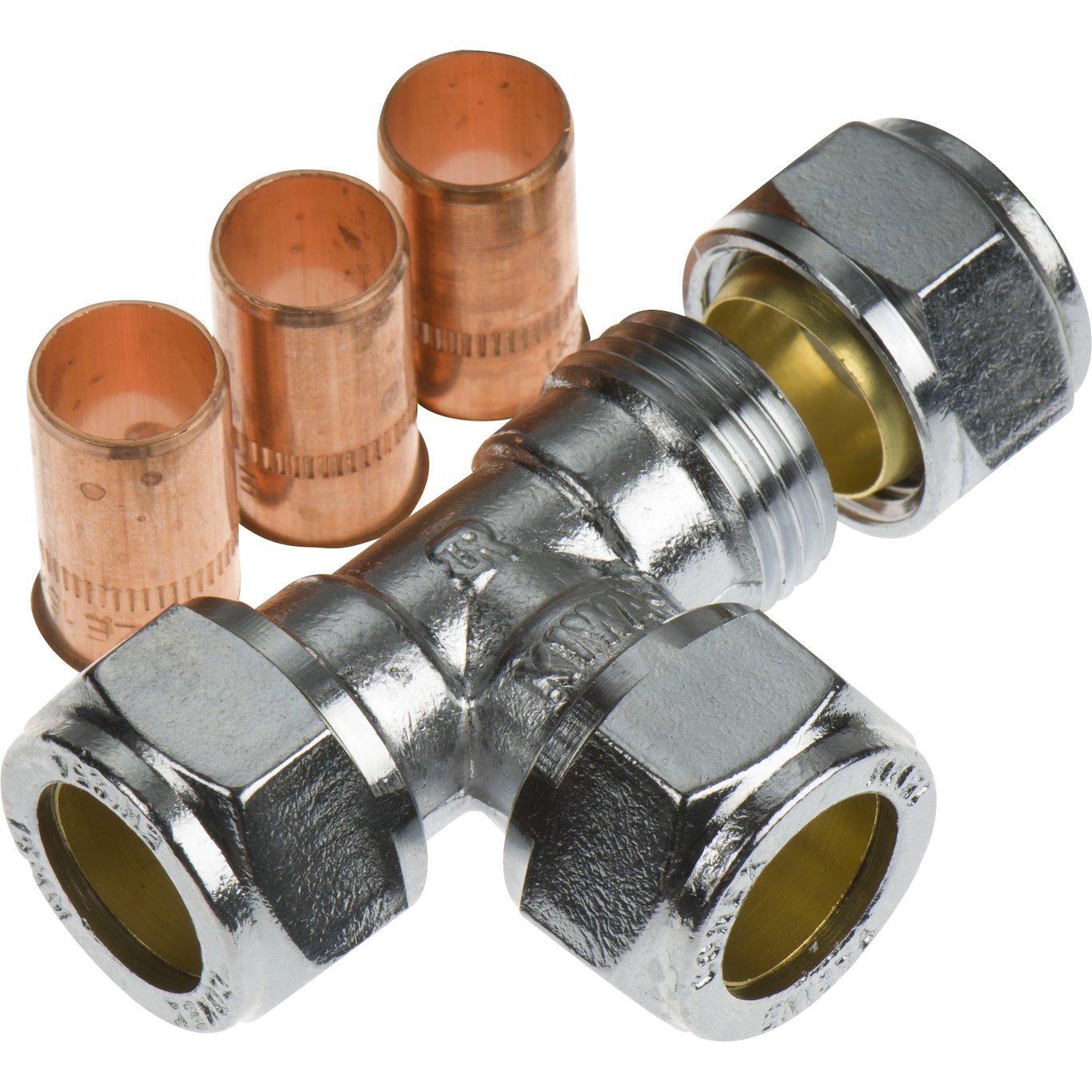 FIX-PRO T-RØR 15MM TIL KOBBERRØR FORKROMMET FIX-PRO T-RØR 15MM TIL KOBBERRØR FORKROMMET