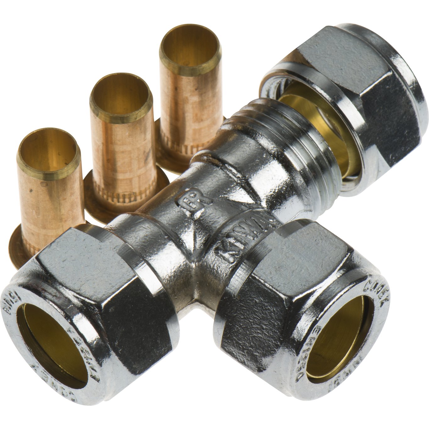 FIX-PRO T-RØR 15MM TIL PEX-RØR FORKROMMET FIX-PRO T-RØR 15MM TIL PEX-RØR FORKROMMET