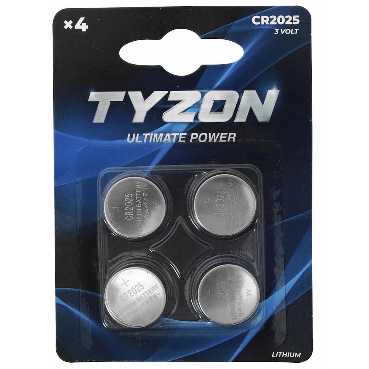 TYZON CR2025 LITIUM-BATTERIER 4-PK