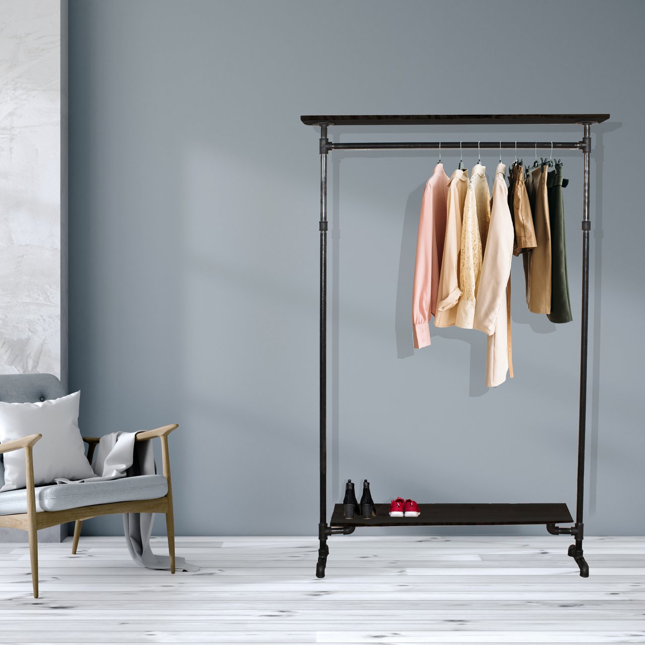 SIMPLE RACKS COPENHAGEN FRITTSTÅENDE GARDEROBE 2 HYLLER 70 CM SIMPLE RACKS COPENHAGEN FRITTSTÅENDE GARDEROBE 2 HYLLER 70 CM