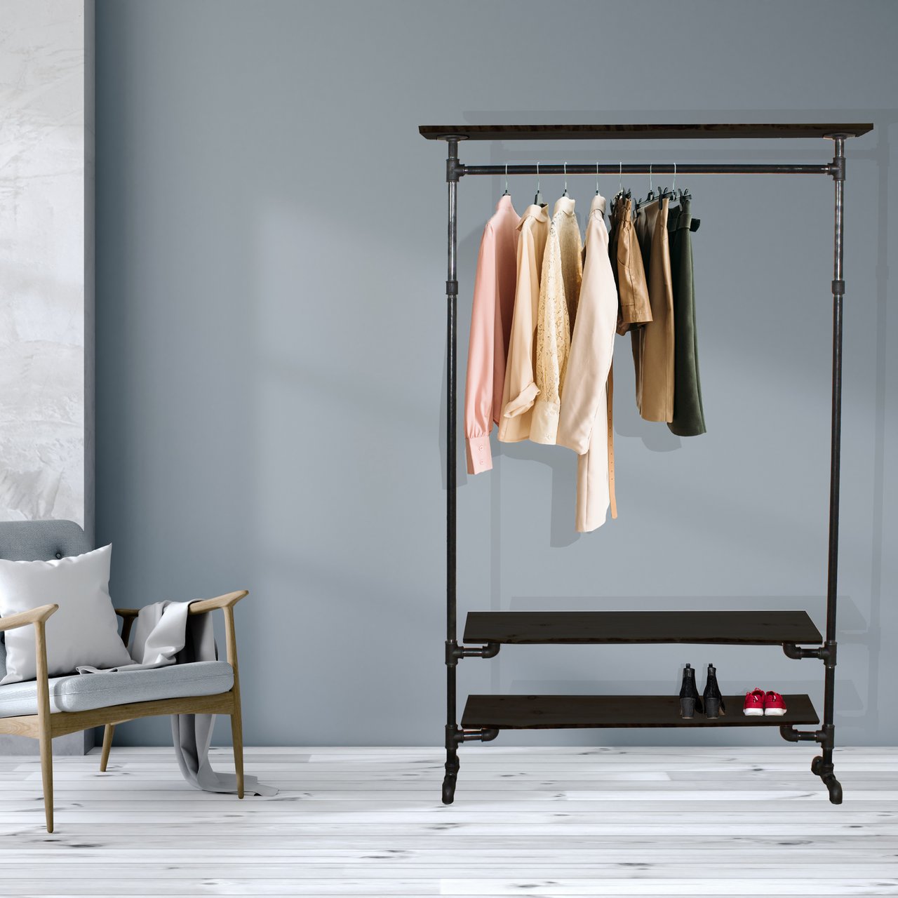 SIMPLE RACKS COPENHAGEN FRITTSTÅENDE GARDEROBE 3 HYLLER 120 CM SIMPLE RACKS COPENHAGEN FRITTSTÅENDE GARDEROBE 3 HYLLER 120 CM